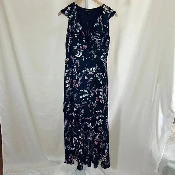 Banana Republic Size 2 High Low Ruffled Dress Navy Sleeveless Sundress - Picture 2 of 16